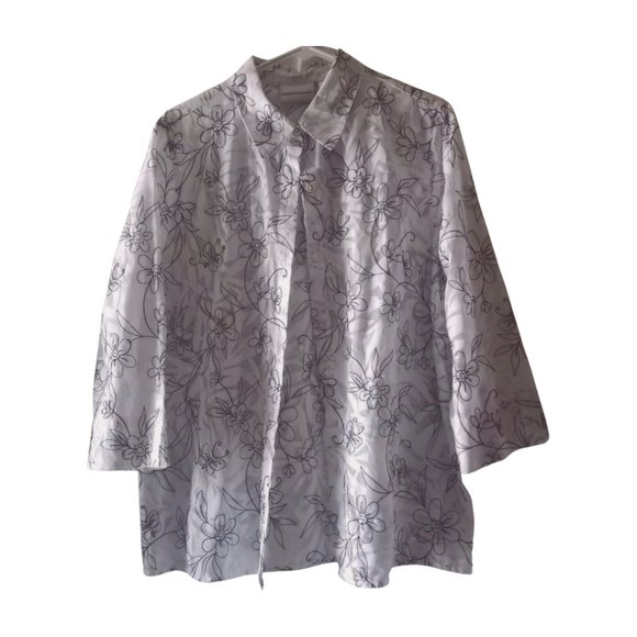 Women's 16 Alfred Dunner Sheer Button Down Shirt - Picture 6 of 15